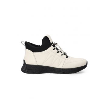 Pantofi sport mid-high din piele - cu sireturi elastice