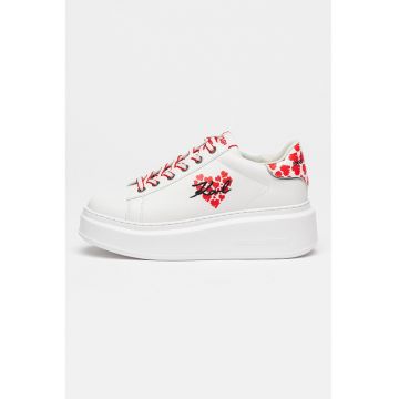 Pantofi sport wedge de piele cu logo