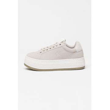 Pantofi sport flatform de piele intoarsa