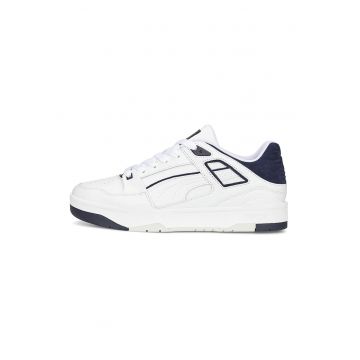 Pantofi sport low-top de piele si piele intoarsa Slipstream - Alb murdar - Bleumarin - 5.5