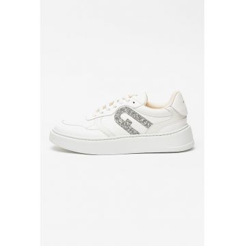 Pantofi sport din piele cu aplicatie cu paiete