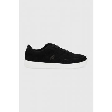 4F sneakers din piele intoarsă femei, culoarea negru