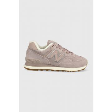 New Balance sneakers din piele Wl574lw2 culoarea roz