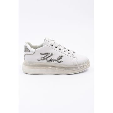 Pantofi sport din piele cu aplicatie logo