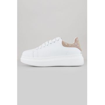 Pantofi sport din piele ecologica cu aplicatii cu strasuri pe partea din spate