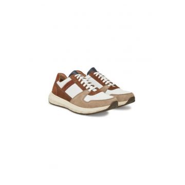 Pantofi sport barbati - 33610 -  Piele naturala - 44 EU - Alb/Maro