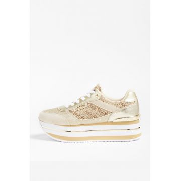 Pantofi sport flatform de piele ecologica