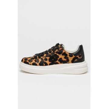 Pantofi sport cu animal print si piele cu par scurt