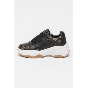 Pantofi sport demiwedge cu garnituri logo