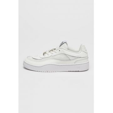 Pantofi sport low-cut cu varf oval si garnituri din piele