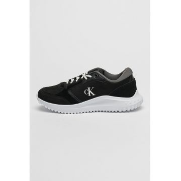 Pantofi sport wedge de piele cu logo