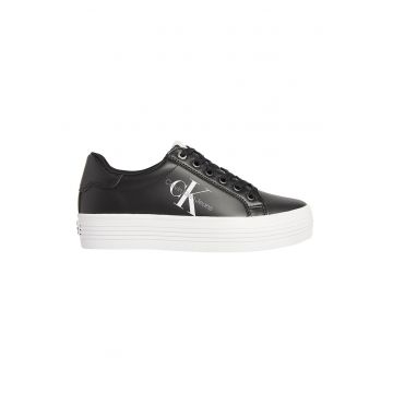 Pantofi sport din piele cu talpa flatform si imprimeu logo