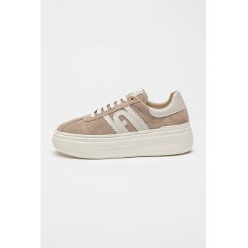 Pantofi sport flatform de piele intoarsa