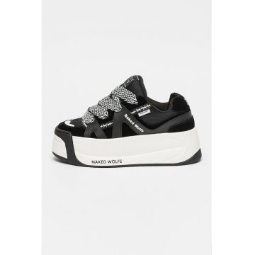 Pantofi sport wedge cu insertii de piele intoarsa Slider