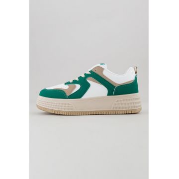 Pantofi sport de piele ecologica cu garnituri contrastante