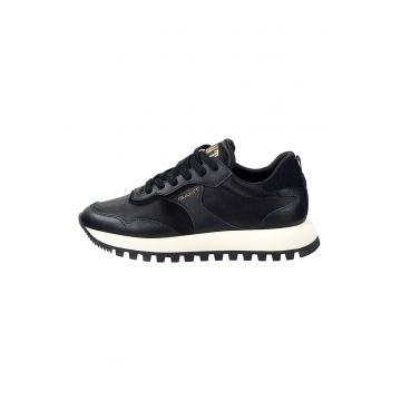Pantofi sport din material textil si piele Caffay - Negru/Alb murdar