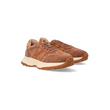 Pantofi sport din piele intoarsa cu insertii contrastante