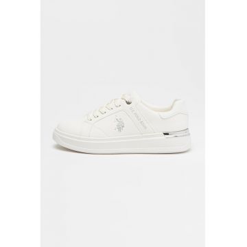 Pantofi sport din piele ecologica cu logo