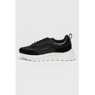 Pantofi sport din piele si plasa - cu aspect masiv