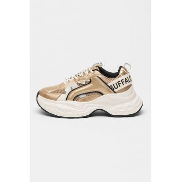 Pantofi sport din piele ecologica si plasa cu aspect stralucitor Yuno