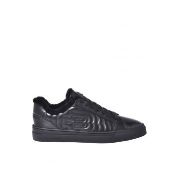 Pantofi sport flatform din piele cu logo