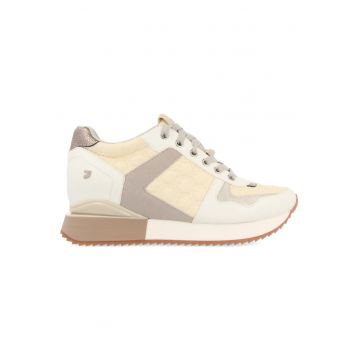 Pantofi sport wedge cu insertii de piele