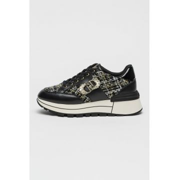 Pantofi sport wedge cu segmente din tuid