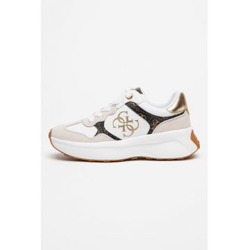 Pantofi sport din piele ecologica cu garnituri din piele intoarsa