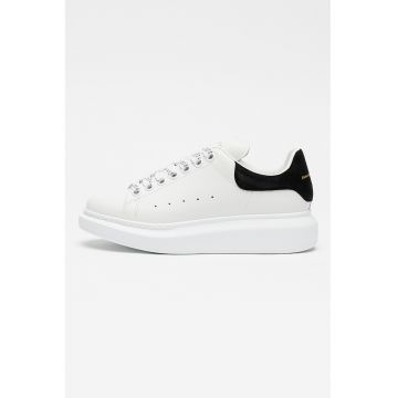 Pantofi sport wedge din piele cu garnituri din piele intoarsa