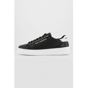 Pantofi sport low-top din piele cu aplicatie logo metalica - Negru