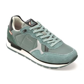 Pantofi sport PEPE JEANS verzi, MS40005, din material textil