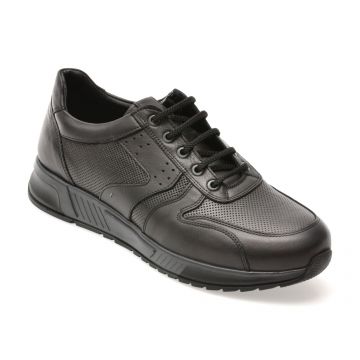 Pantofi sport OTTER negri, ET424, din piele naturala
