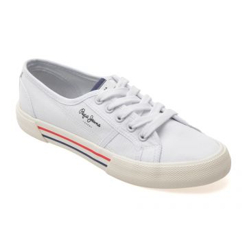Pantofi sport PEPE JEANS albi, LS31287, din material textil