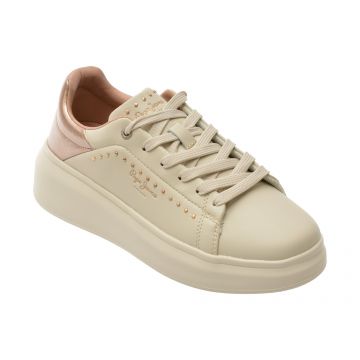 Pantofi sport PEPE JEANS bej, LS00015, din piele naturala