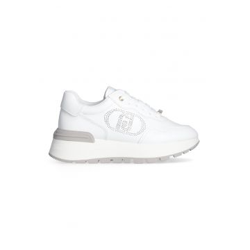 Pantofi sport din piele cu sireturi si platforma