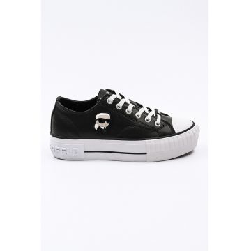 Tenisi low-cut din piele cu logo aplicat