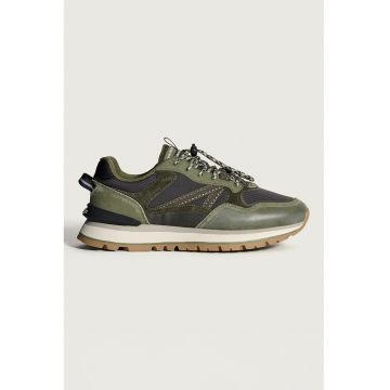 Pantofi sport de material textil si insertii de piele intoarsa