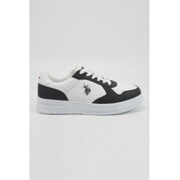 Pantofi sport low-cut din piele ecologica cu detaliu logo