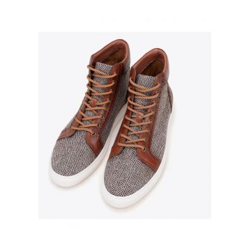 Tenisi barbatesti -  piele naturala - talpa inalta - maro