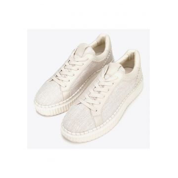 Tenisi dama  alb-galbui - textil si piele ecologica