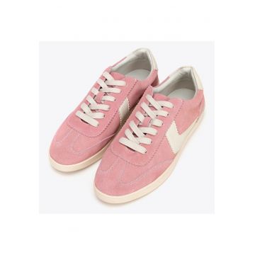 Tenisi dama  piele intoarsa si piele ecologica - roz - design modern