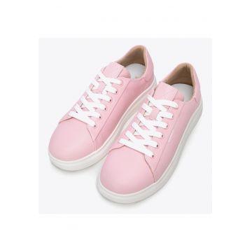 Tenisi dama  piele naturala - roz - varf rotunjit - talpa din cauciuc