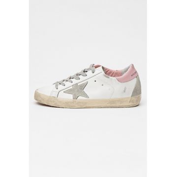 Pantofi sport de piele si piele intoarsa cu aspect uzat Super-Star