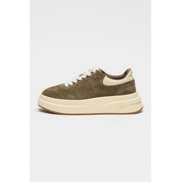 Pantofi sport flatform din piele cu sireturo