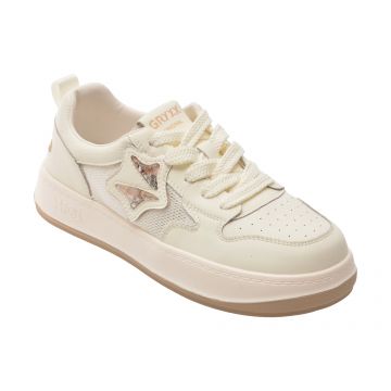 Pantofi sport GRYXX albi, C1180, din piele naturala