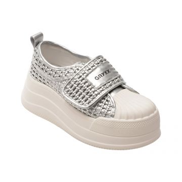 Pantofi sport GRYXX argintii, 6771, din piele ecologica