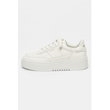 Pantofi sport de piele cu sireturi si logo