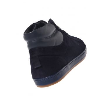 Pantofi sport mid-cut din piele intoarsa si piele