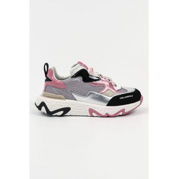 Pantofi sport cu model colorblock si garnituri din piele intoarsa