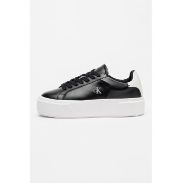 Pantofi sport flatform din piele cu logo